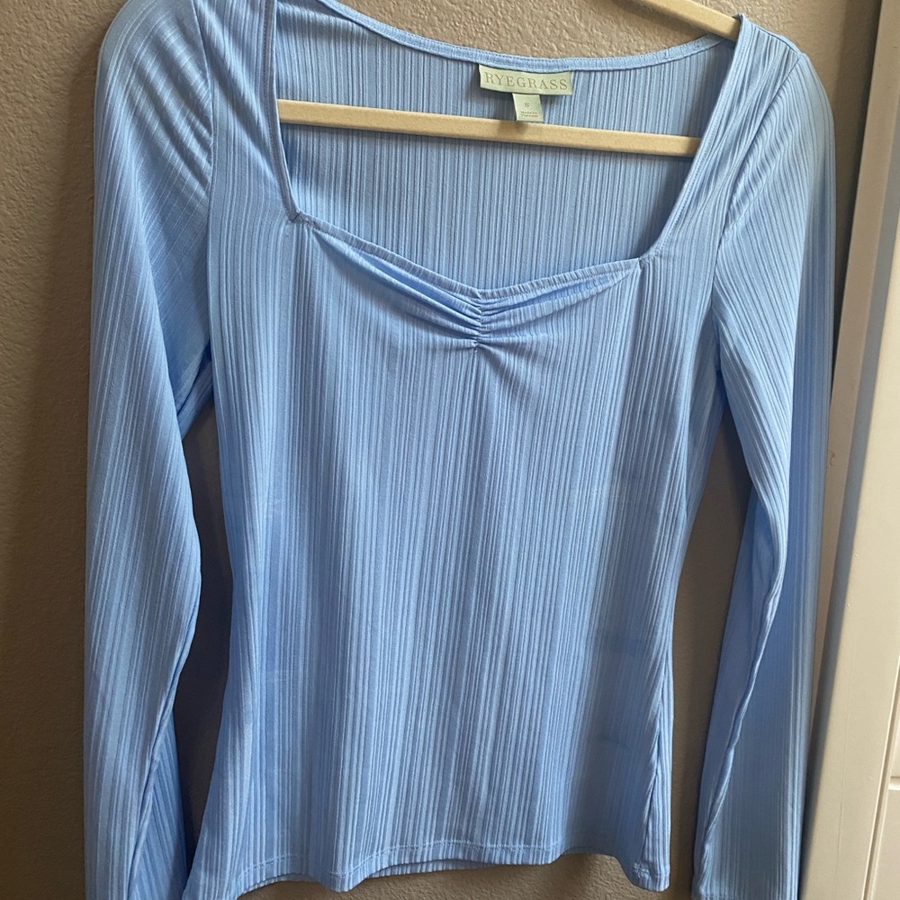 Women's Blue Ribbed Top